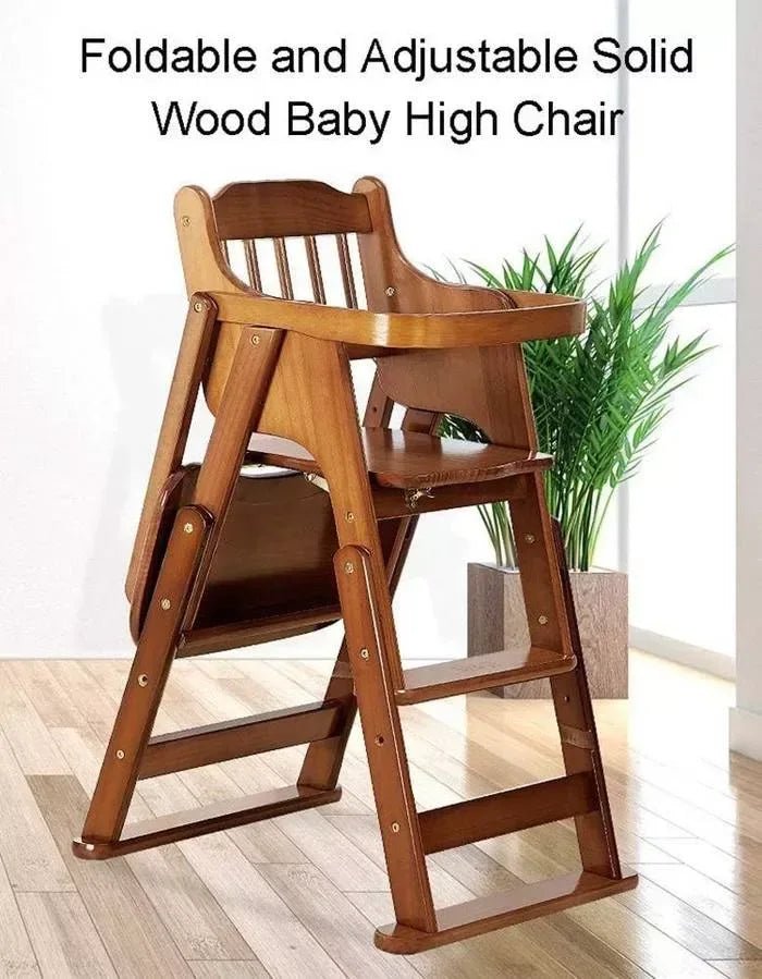 Adjustable & Foldable Wooden High Chair and Tray, Highchair for Babies and Toddlers Dining - Adenzo Comfies