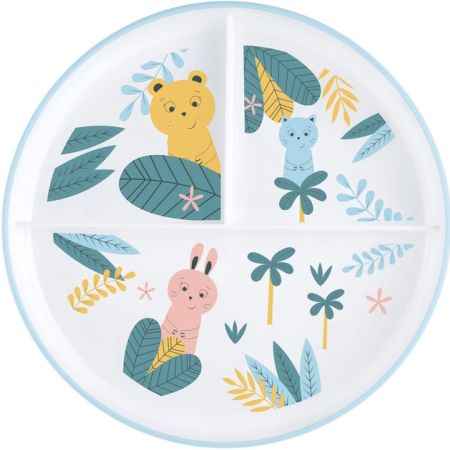 Polypropylene training plate with 3 compartments, blue - BEBE CONFORT.