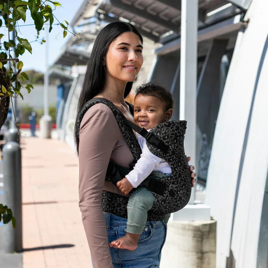 Infantino Flip 4‑in‑1 Convertible Carrier – Black Leopard | Ergonomic Baby Carrier, Face - In & Face - Out Front and Back Carry , For Newborns & Toddlers, Camo print - Adenzo Comfies