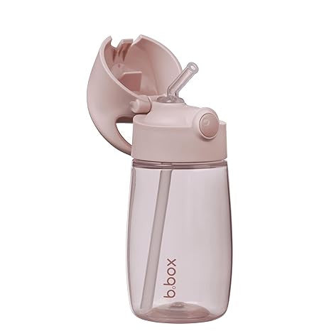 B.Box Junior Drink Bottle – Blush | 380ml Kids Water Bottle with Flip Top Straw | Leakproof, Easy Grip, BPA-Free Toddler Bottle