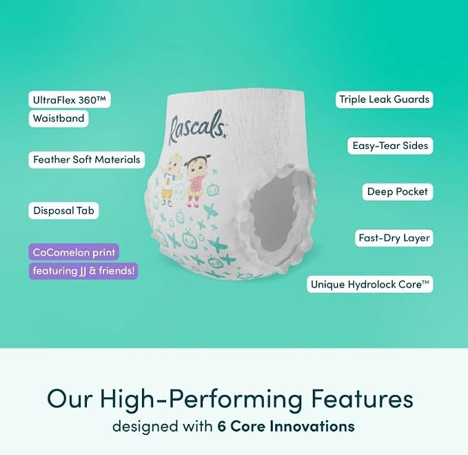Rascals Premium Baby Diapers - Comfortable & Leak-Proof Newborn Diaper for Babies Size 6 - Adenzo Comfies
