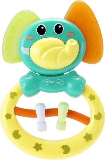 Infantino Rattle & Teether Elephant For Baby 0M+ | IN316615