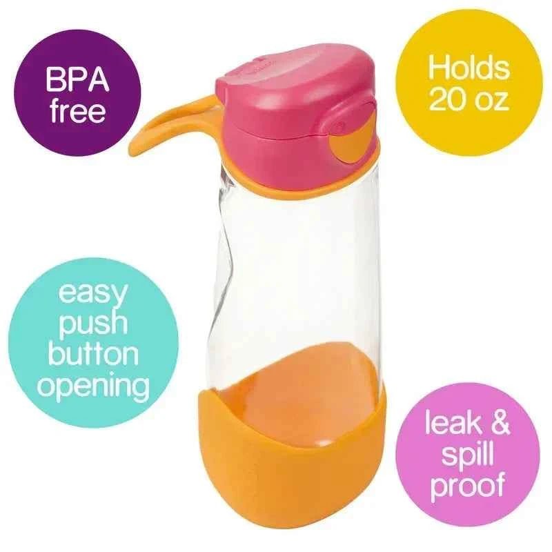 B.Box Sport Spout Kids Water Bottle 600ml | Leakproof, Durable, Easy Grip Tritan Drink Bottle with Tilt & Sip Spout - Adenzo Comfies