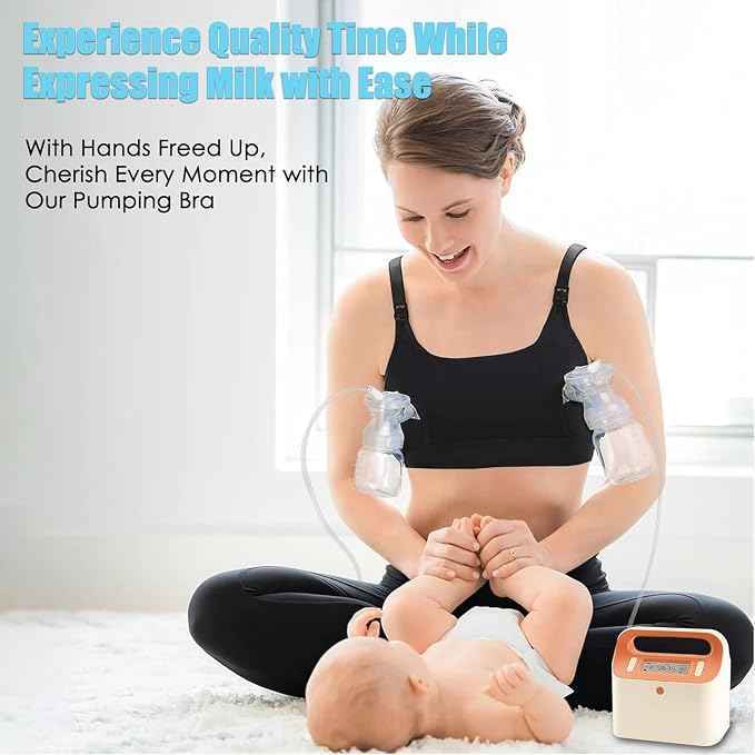 Hands Free Pumping Bra Hands Free Breast Pumping Bra Nursing Bras for Pumping Adjustable Breast Pumps Holding and Holding Nursing Bra -Large .