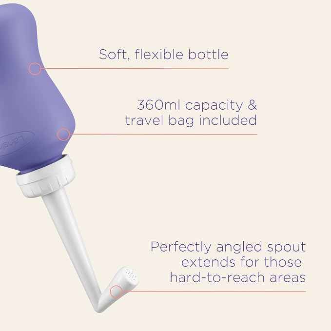 Lansinoh Peri Bottle Postpartum + Travel Bag - 360 ml | Portable Bidet with Angled Spout for Soothing Post-birth Discomfort. - Adenzo Comfies