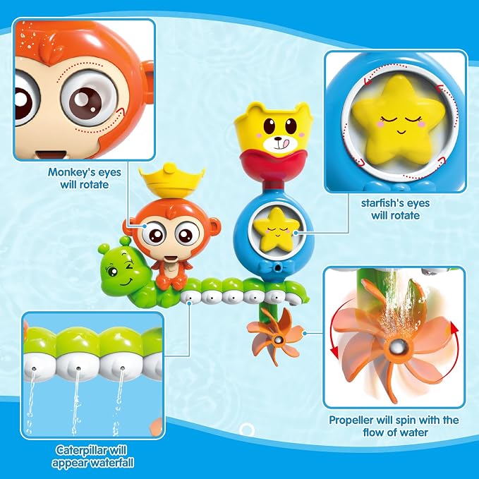 REMOKING Bath Toys for Kids 3 4 5 6 Year Old,Toddler Bath Tub Toys for Baby Infant Boys Girls,Interactive Water Game,STEM Kit Birthday Gift for Boys Girls Bath Time Fun - Adenzo Comfies