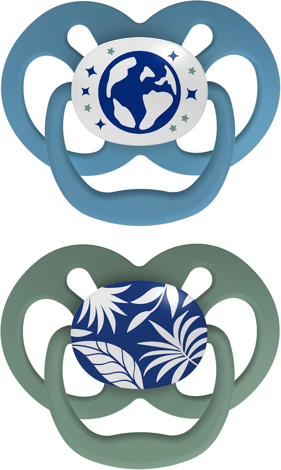 Dr. Brown's Advantage Glow-in-the-Dark Baby Pacifier, Fully Symmetrical Soother with Soft Silicone Bulb, Blue Nature, 6-18m, BPA Free, 2 Pack. - Adenzo Comfies