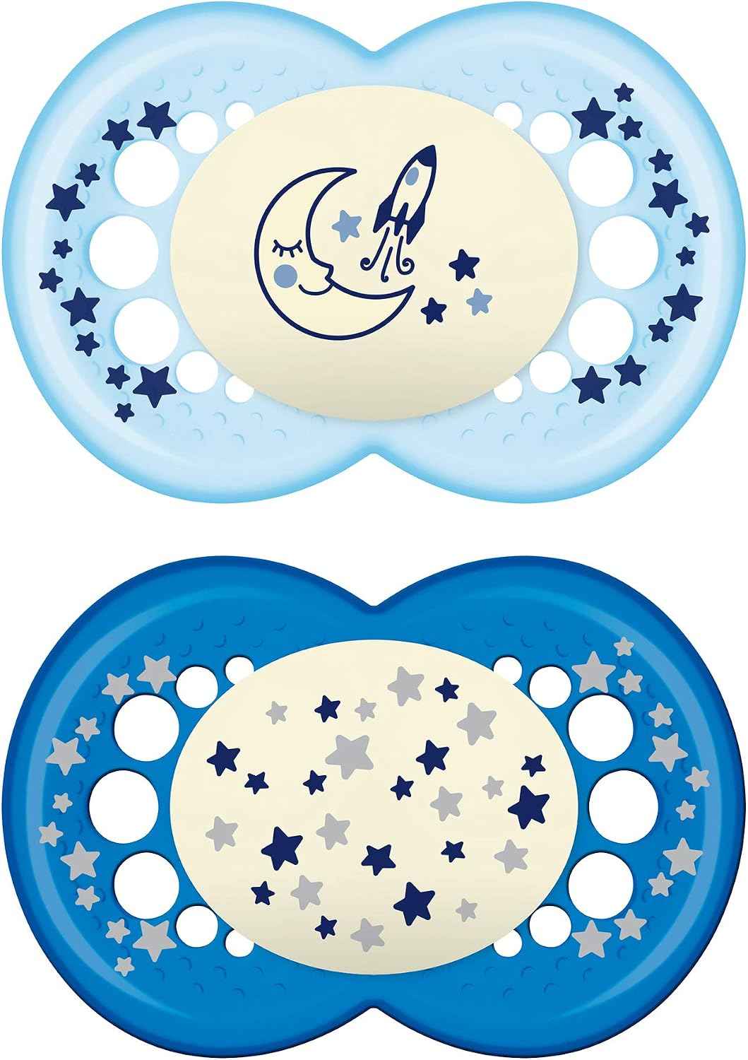 MAM Silicone Nipples night 6 m (2 blue lollipops).