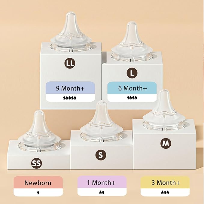 Natural Glass Baby Bottle Wide Neck, Anti-Colic Baby Bottle, Clear, 5.4oz.