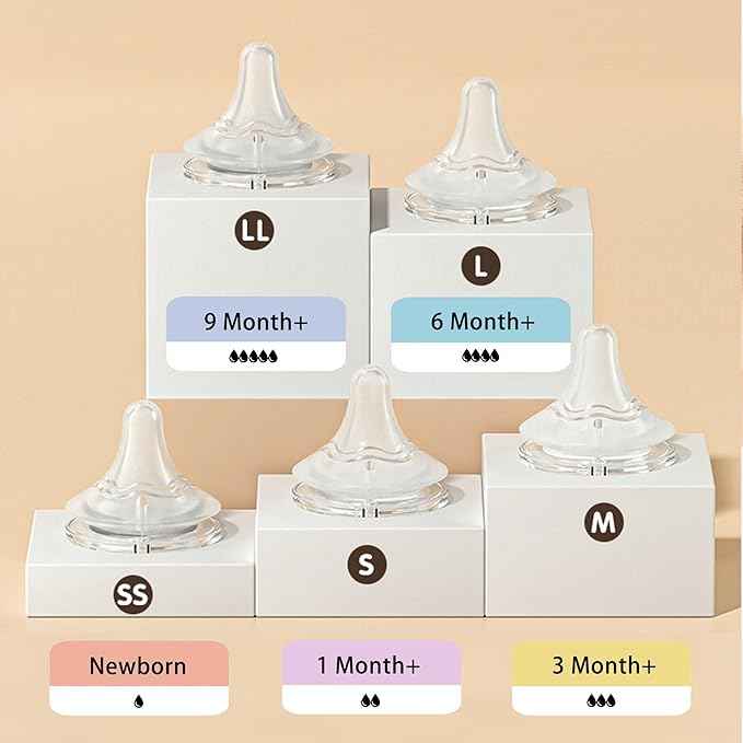 Natural Glass Baby Bottle Wide Neck, Anti-Colic Baby Bottle, Clear, 5.4oz.