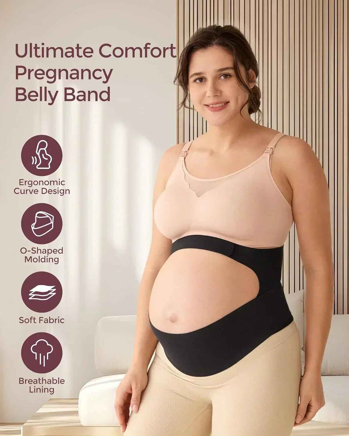 Momcozy Pregnancy Belly Band, CozySupport Ergonest Maternity Belly Band, Invisible Pregnancy Belt for Back, Abdomen, Waist - Adenzo Comfies