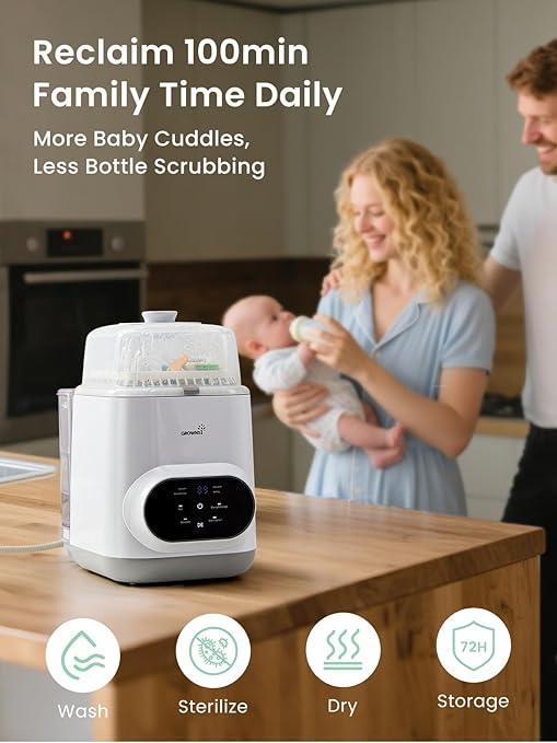 Grownsy Ease Clean Bottle Washer Pro | All - in - One Bottle Washer, Sterilizer & Dryer - Adenzo Comfies
