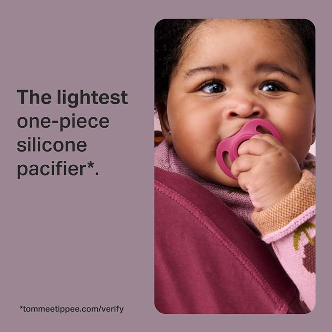 Tommee Tippee Ultra-Light StayPut Dummy 0-6m Silicone Pack of 4.