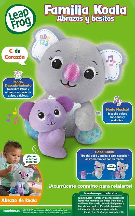 Leapfrog VTech Koala Family Hugs and Kisses Toy for Babies from 9 Months Interactive Plush Koala Learn Numbers Letters and Words ESP Version