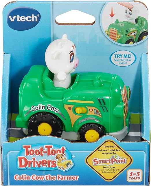 VTech Toot-Toot Drivers Colin Cow the Farmer, Interactive Toddlers Toy, Pretend Play with Lights and Sounds, Gift For Ages 12 Months, 2, 3, 4+ Years, English Version