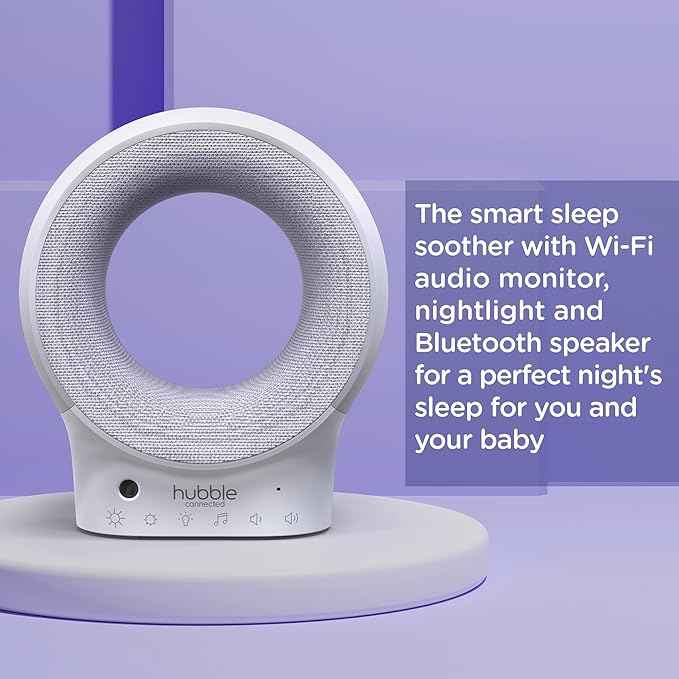 Hubble Eclipse Smart Baby Audio Monitor & Soother with 7-Colour Night Light, Speaker with Calming Music & Sleep Tracks, Room Temperature Sensor, Sleep Trainer with Wi-Fi connectivity. - Adenzo Comfies