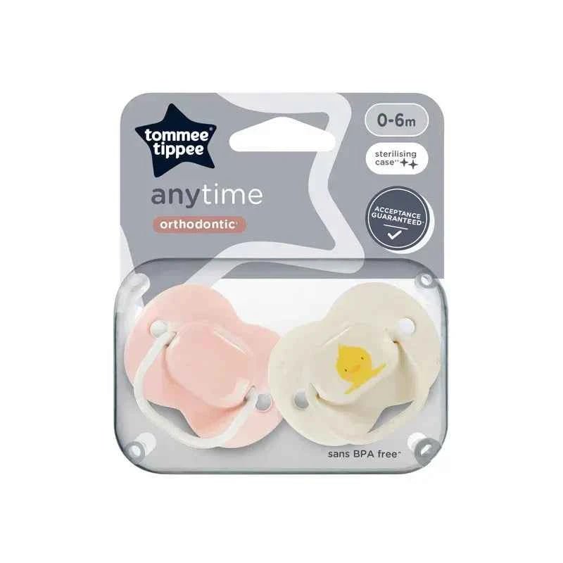 Tommee Tippee Anytime Soothers, 0–6m, 2 Pack, Symmetrical Orthodontic Teat, BPA‑Free, Lightweight, Easy to Clean - Adenzo Comfies