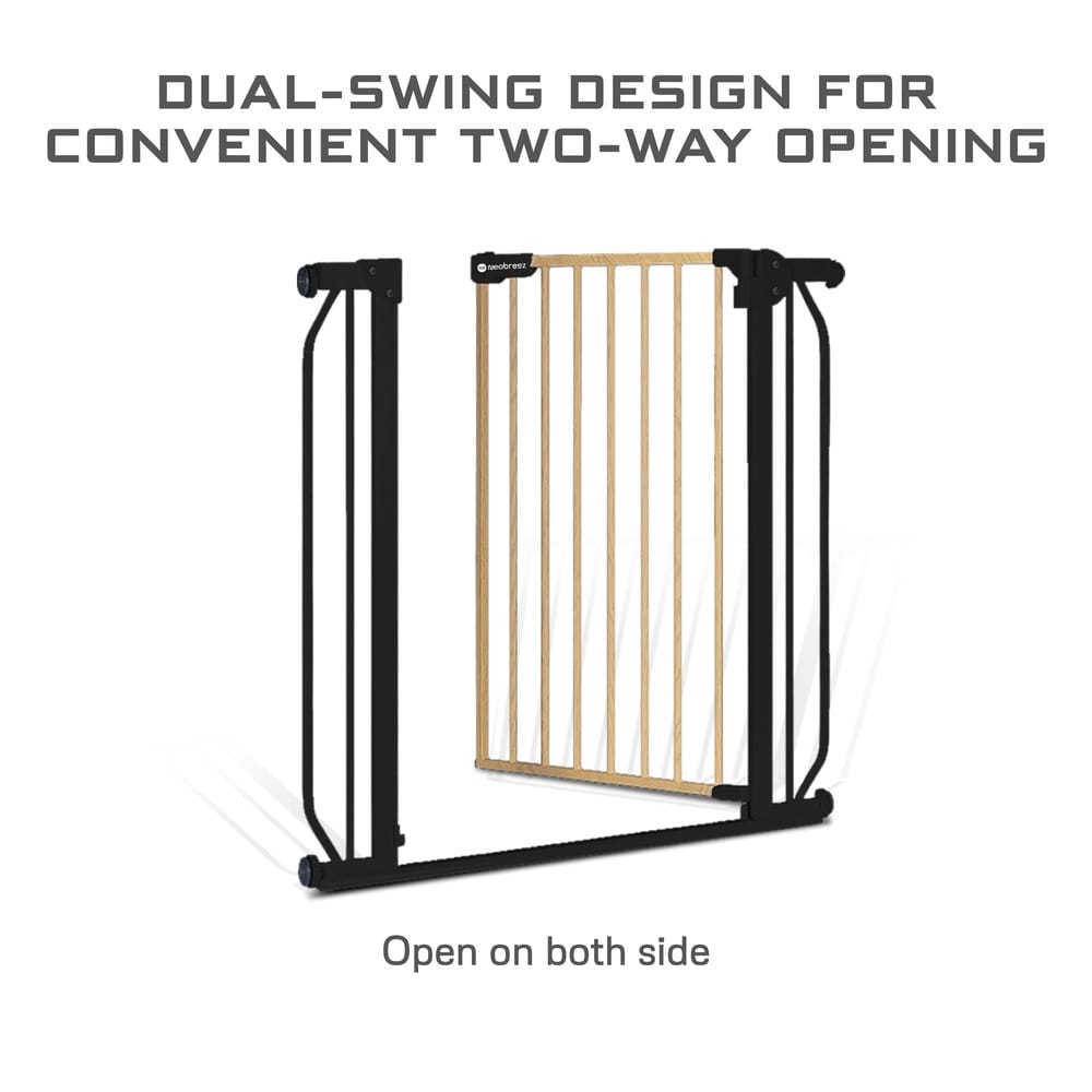 Neobreez FERMII Auto Close Safety Baby Toddler Gate| 75 to 85(up to 115 cm)+ 10/20cm Extension| Extra Wide Child Gate For Stairs&Doorways, Wide Pressure Fit Stair Gate | No Drill Barrier Stair Gate.