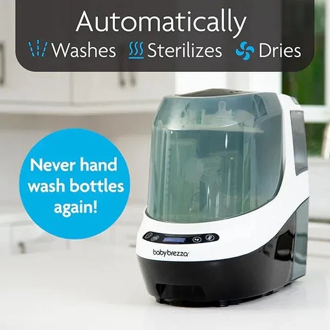 Baby Brezza Bottle Washer Pro - Baby Bottle Washer, Sterilizer + Dryer - All in One Machine Cleans Bottles, Pump Parts, & Sippy Cups - Replaces Hand Washing, Bottle Brushes and Drying Racks, 1 Count - Adenzo Comfies