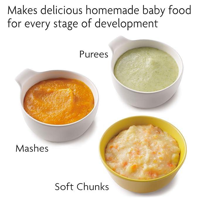 Baby Brezza Small Baby Food Maker Set – Cooker and Blender in One to Steam and Puree Baby Food for Pouches - Make Organic Food for Infants and Toddlers - Includes 3 Pouches and 3 Funnels - Adenzo Comfies