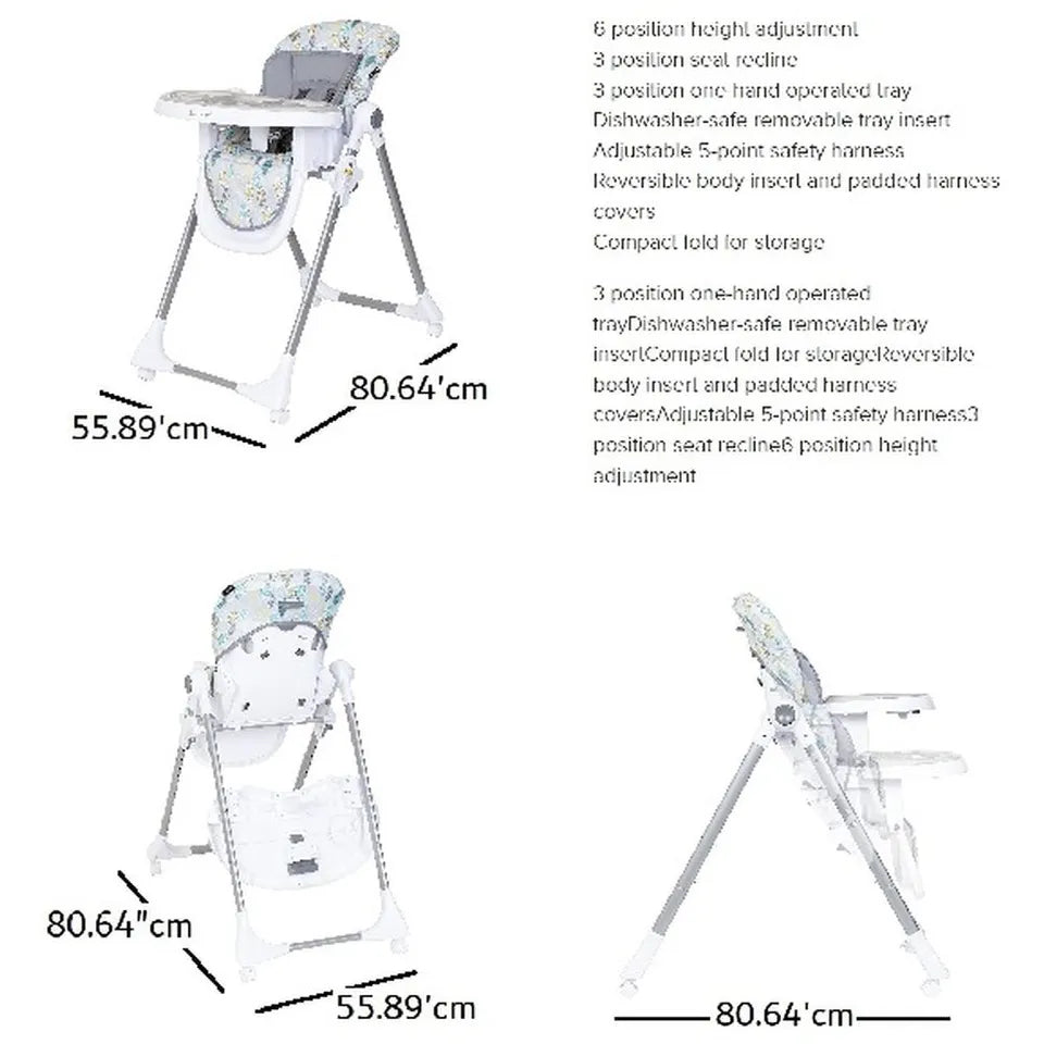 Baby Trend Aspen ELX High Chair – Basil, 6 Height Positions, 3 Recline Angles