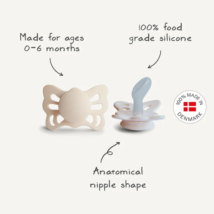 FRIGG Butterfly Anatomical Silicone Pacifier – Cream (Size 1 & Size 2)