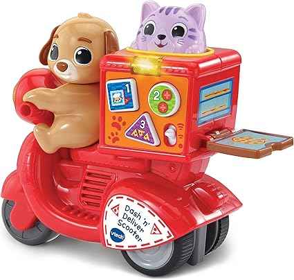 VTech Dash 'n' Deliver Scooter, Teaches Colours, Animals, Numbers, Songs & Melodies, Interactive Buttons for Role-Play Fun, Gift for Ages 12, 18, 24 Months+, English Version