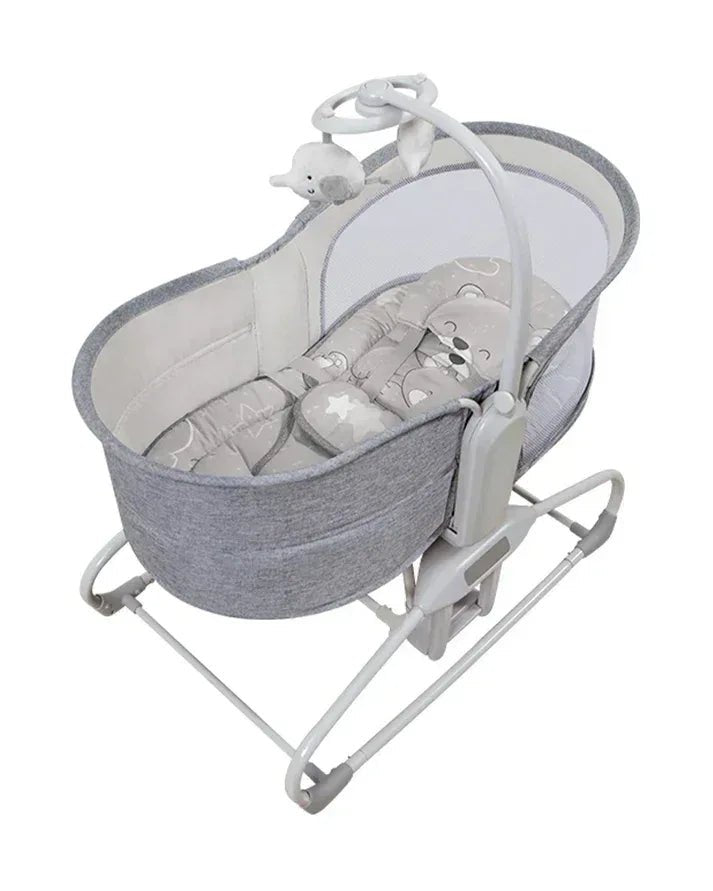 Mastela 4 in 1 Swing & Bassinet - 12 Melodies - Adjustable Backrest - 5 Points Harness - Breathable Mesh Sides & Soft Headrest - For 0 to 36M (Upto 9 Kg) - Light Grey - Adenzo Comfies