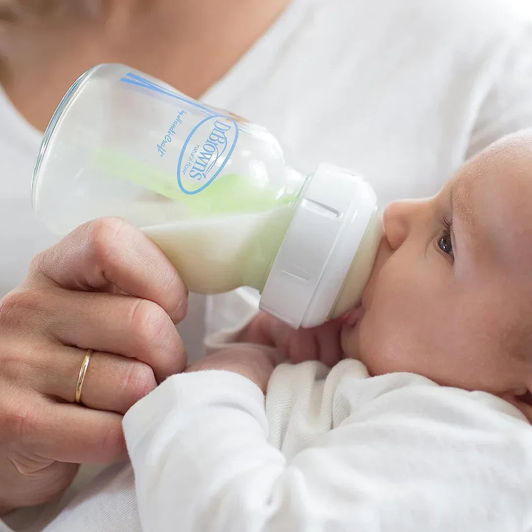 Dr. Brown’s Options+ Glass Baby Bottles – 150ml, Pack of 2, Wide‑Neck Anti‑Colic Vent System, BPA‑Free Silicone Teat - Adenzo Comfies