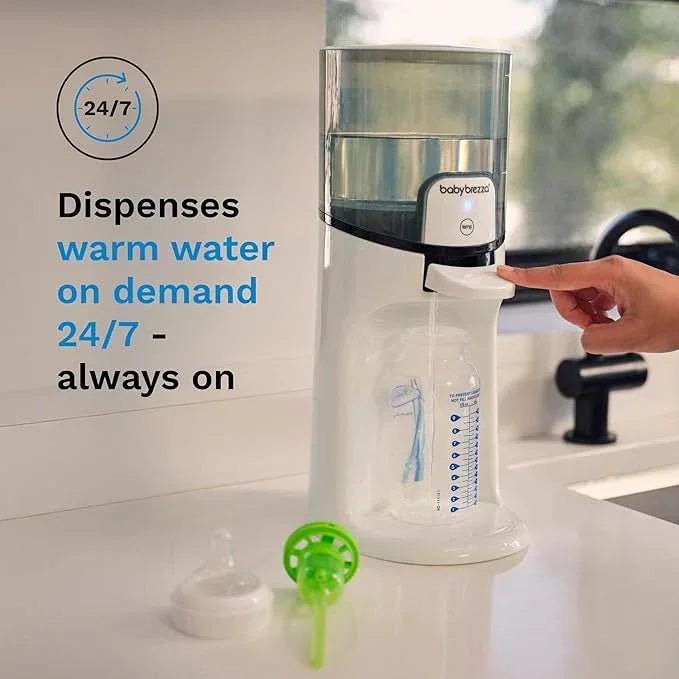 Baby Brezza Instant Baby Bottle Maker with 3 Temperature Settings for Formula Warming, 50oz Tank Capacity, 24/7 Warm Water Dispenser, Electric Kettle Alternative - Adenzo Comfies