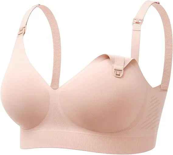 Momcozy Seamless Nursing Bra – Ultra - Soft Wireless Maternity & Breastfeeding Bralette with Pads, Easy - Access Clasp, Pump - Friendly & Comfortable - Adenzo Comfies