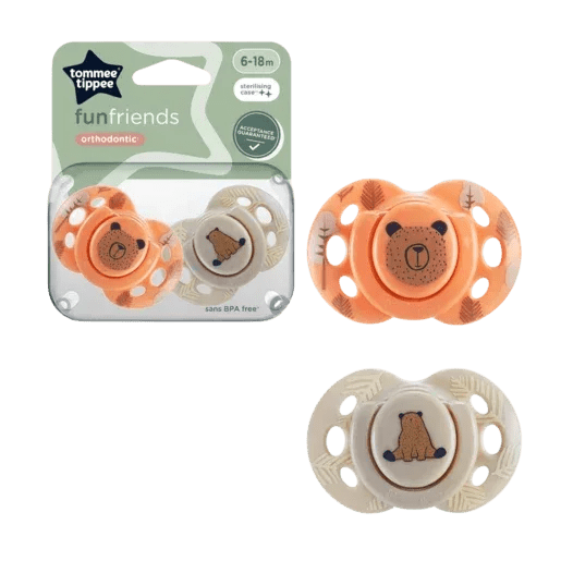 Tommee Tippee Fun Soothers, 0–6m, 2 Pack, Colorful Design, Lightweight, Easy to Clean - Adenzo Comfies