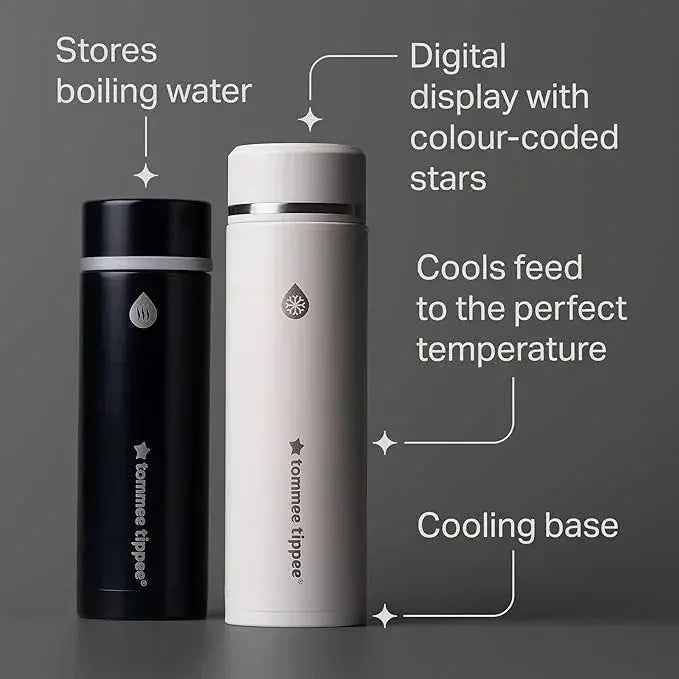 Tommee Tippee PrepGo Formula Maker Set - Portable Hot & Cool Flasks with LED Display for Quick 2 - Minute Feed Cooling - Adenzo Comfies