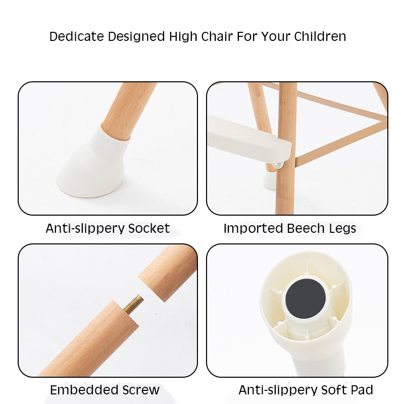 3-in-1 Convertible Baby High Chair – Adjustable Feeding Chair to Toddler Seat & Stool, 5-Point Harness, Wooden Legs