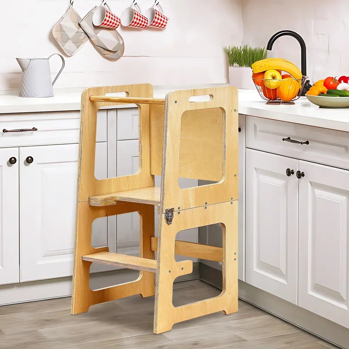 Adjustable Wooden Helper Tower with Chalkboard Kitchen Step Stool for Toddlers and Kids - Adenzo Comfies