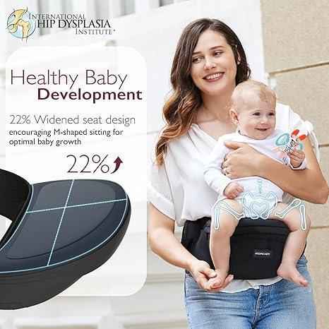 Momcozy Hip Seat Baby Carrier - Adjustable Waistband with Original 3D Belly Protector - Adenzo Comfies