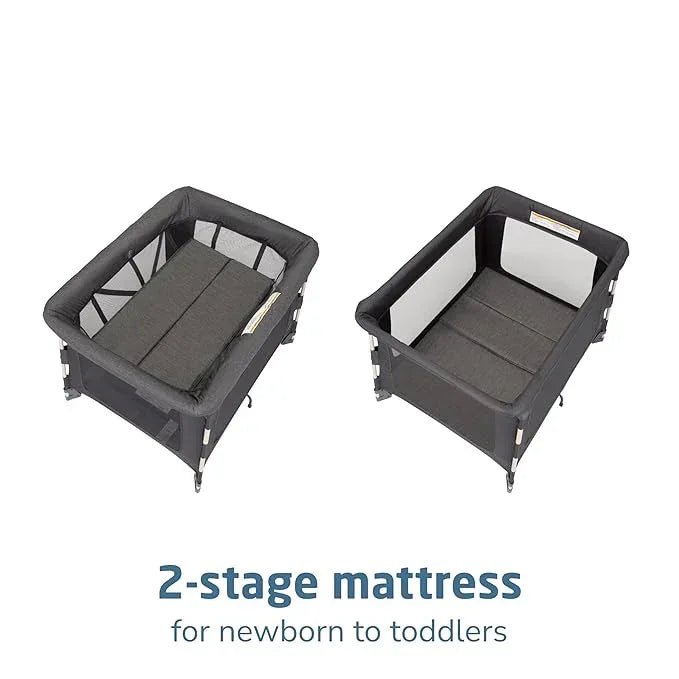 Maxi - Cosi Swift Baby Playard with Mat, Baby Playpen, Play Yard with Bassinet, Portable Playpen for Babies and Toddlers, Classic Graphite - Adenzo Comfies