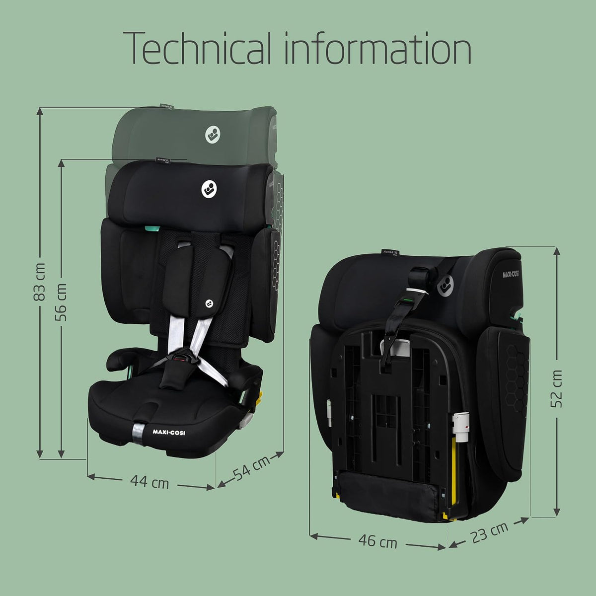 Maxi‑Cosi Nomad XL Plus Car Seat – Authent Black, Compact & Foldable (15m–12y, 6kg) - Adenzo Comfies