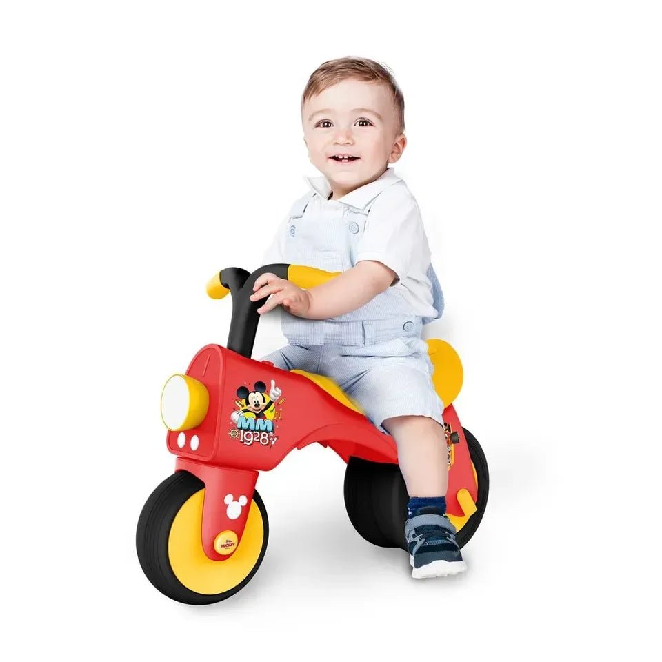 Disney Mickey Balance Scooter – Red and Yellow Kids Kick Scooter with Adjustable Handlebar, Lightweight Design, and Stable 3 - Wheel Balance Support - Adenzo Comfies
