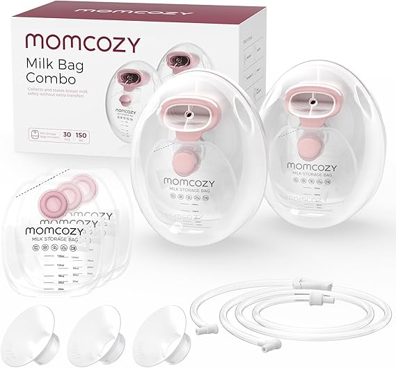 Momcozy Wearable Milk Collection Cups 5oz (2 Pack) with Storage Bags – Direct - to - Bag Breast Pump Accessories for V1 Pro, V2 Pro & Most Electric Pumps - Adenzo Comfies