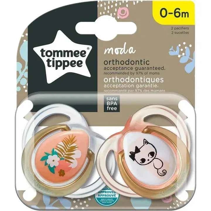 Tommee Tippee Moda Soother, 0–6m, 2 Pack, Stylish Design, BPA‑Free, Orthodontic Teat - Adenzo Comfies
