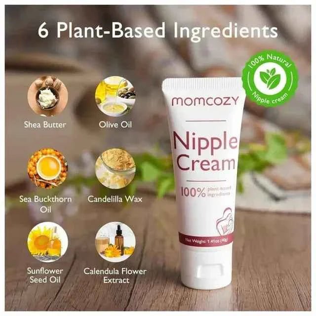 Momcozy Nipple Cream Safe for Breastfeeding, Plant - Based Ingredients, Lanolin - Free Nipple Balm, Soothing Cream, Breastfeeding Essentials - Adenzo Comfies