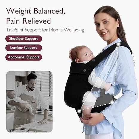 Momcozy Baby Carrier for Newborn to Toddler – Ergonomic, Lightweight, Hands - Free Infant Carrier with Adjustable Straps, Breathable Fabric, and Comfortable Support for Parents - Adenzo Comfies