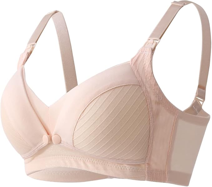 OKUS Comfy Cotton Maternity & Nursing Bra - Cups with Front Flap Closure Easy Breastfeeding - Clip Down Nursing Feeding Bra - Adjustable Non Slip Sholder Straps - Soft Cup Bra