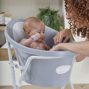 Shnuggle Baby Bath Tub Featuring Ergonomic Bum Bump Support, Soft Foam Backrest and an Integrated Plug-Grey.