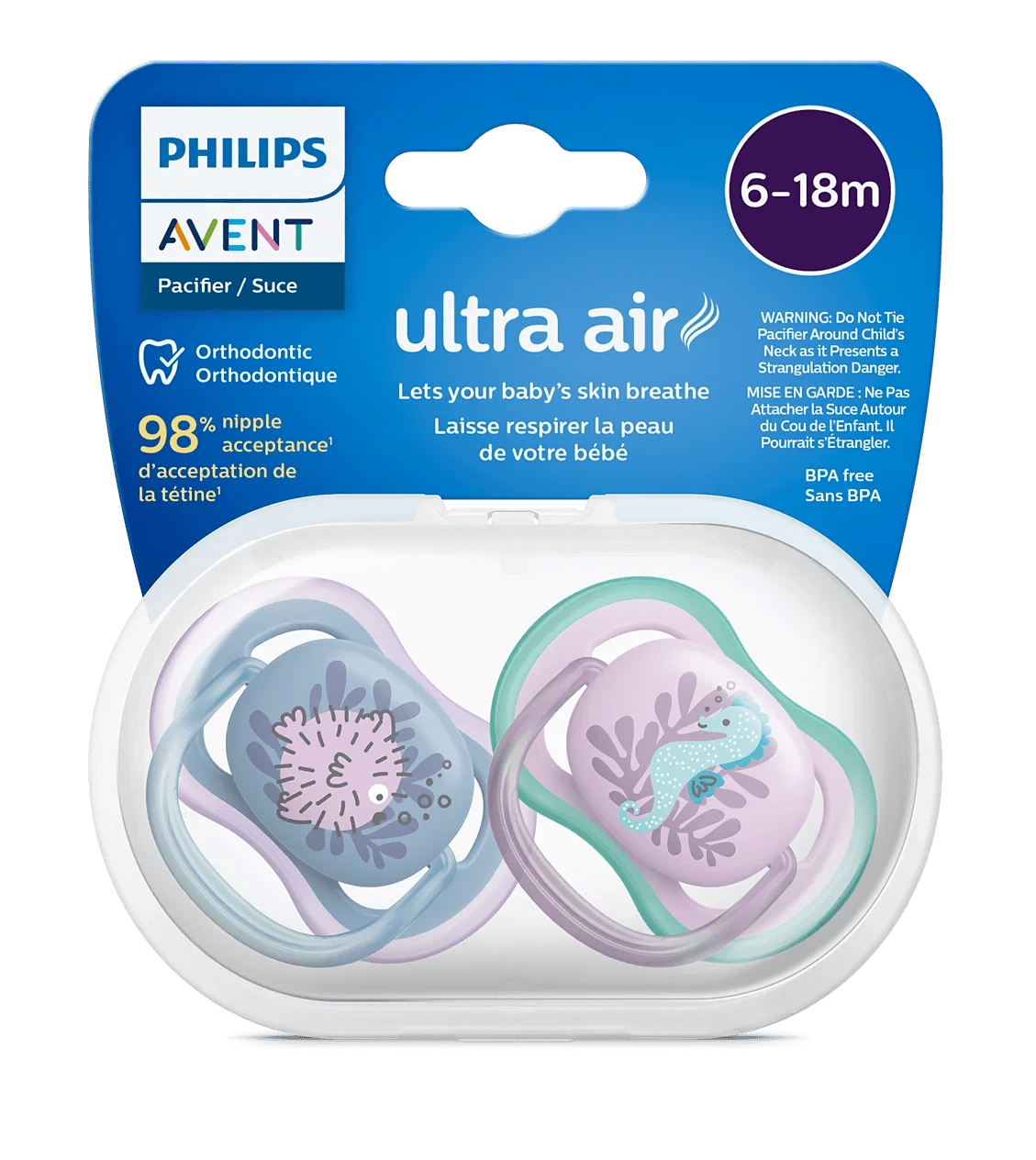 Philips Avent Ultra Air Pacifier SCF085/61 – 6-18 Months, 2 Pack - Adenzo Comfies