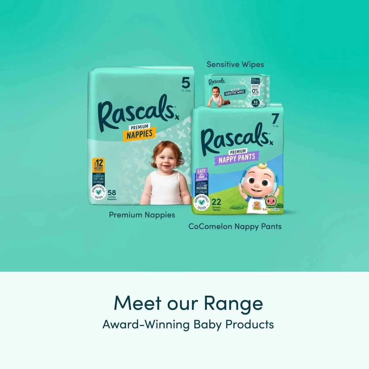 Rascals Premium Baby Diapers - Comfortable, Leak-Proof Diaper for Babies - Soft, Gentle Diapers Size 7 (17+kg), 26Pcs