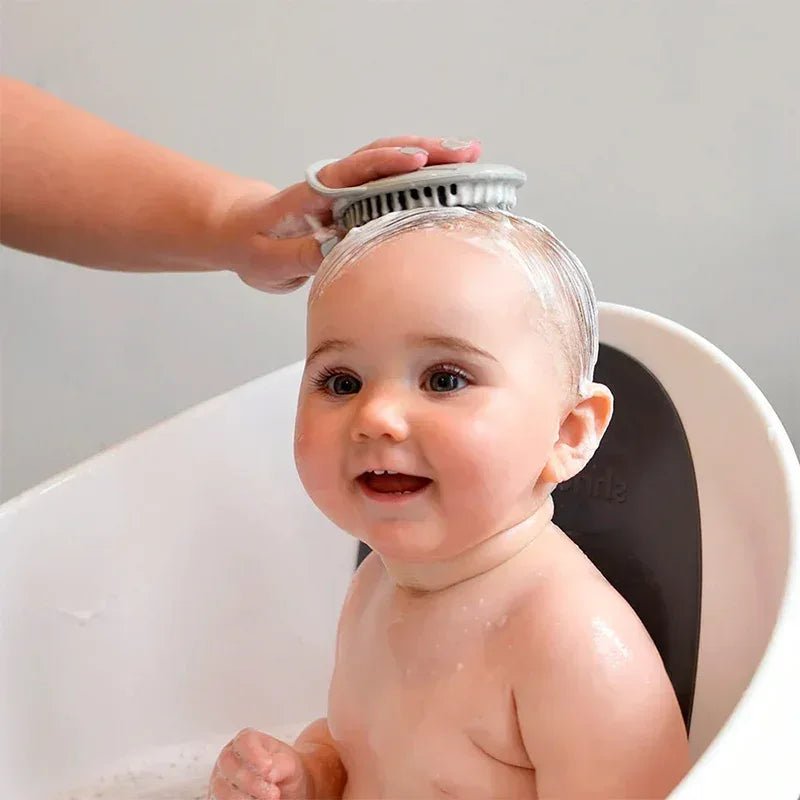 Shnuggle Baby Bath Brush Soft Silicone Scalp Massager – Grey - Adenzo Comfies