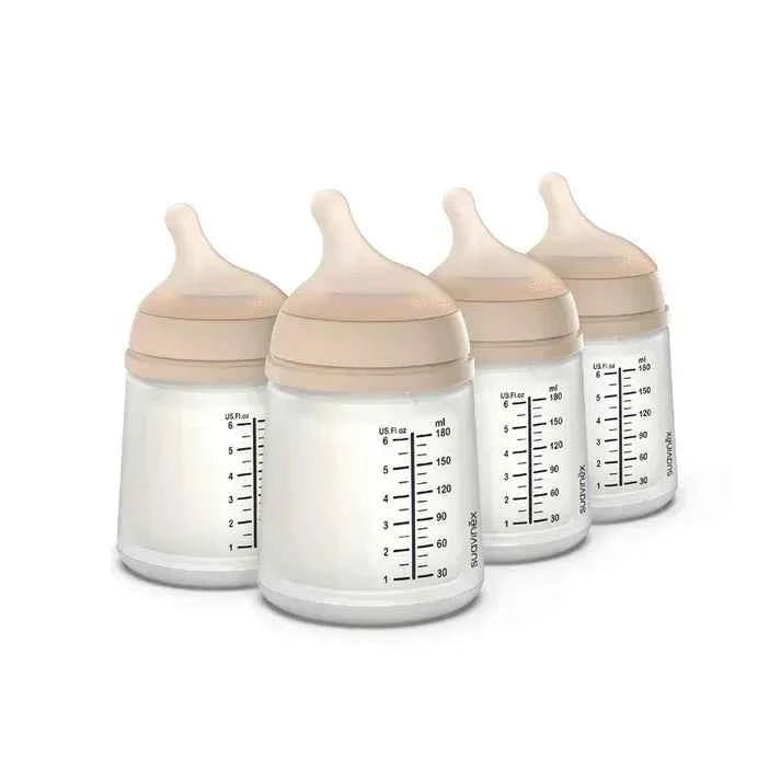 Suavinex Zero Zero Anti Colic Baby Feeding Bottle, No 1 Spanish Baby Feeding Bottle Brand, Perfect for Breastfeeding Babies 180ml x4 Set of 4 - Adenzo Comfies