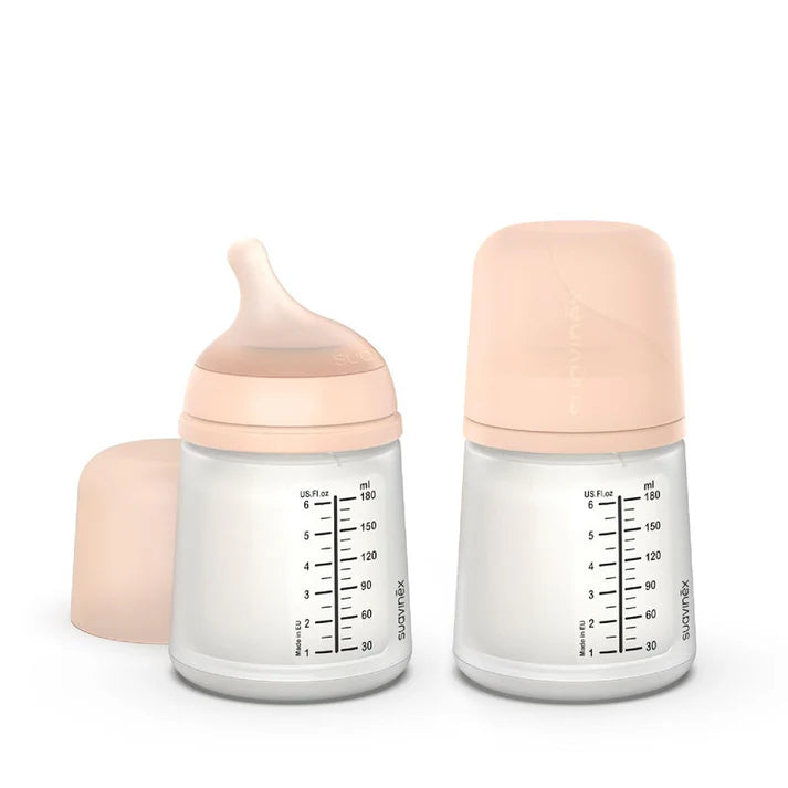 Suavinex Zero Zero Anti Colic Baby Feeding Bottle, No 1 Spanish Baby Feeding Bottle Brand, Perfect for Breastfeeding Babies 180ml x2 Set of 2 - Fair